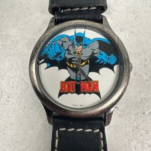 VTG Fossil Batman Watch 32mm Round Silver Tone Black Band BA-6307 New Battery
